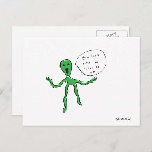 Alien Postkarte (Vorne/Hinten)