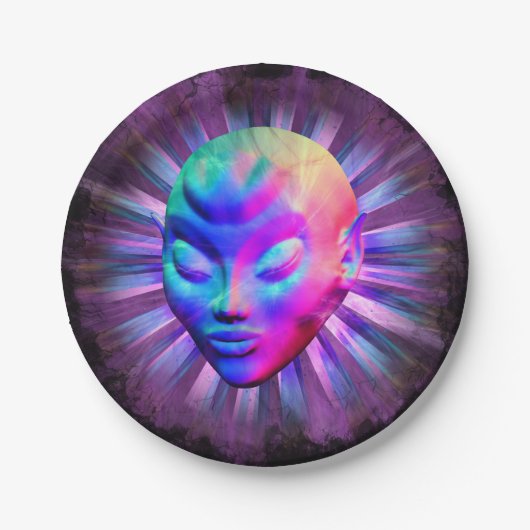 Alien Psychedelic Meditation Pappteller (Vorderseite)