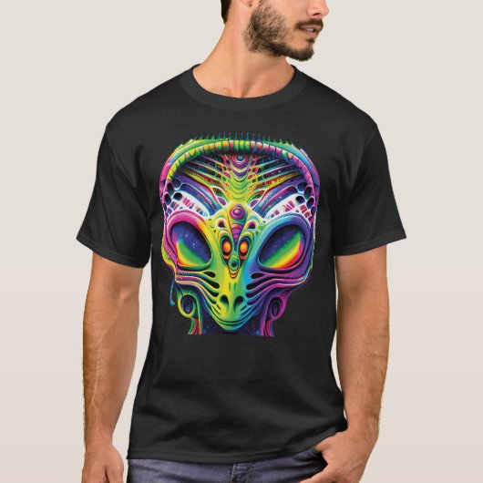 Alien Psychedelisch T-Shirt (Vorderseite)