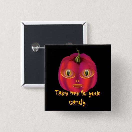 Alien Pumpkin Halloween Button (Vorne & Hinten)