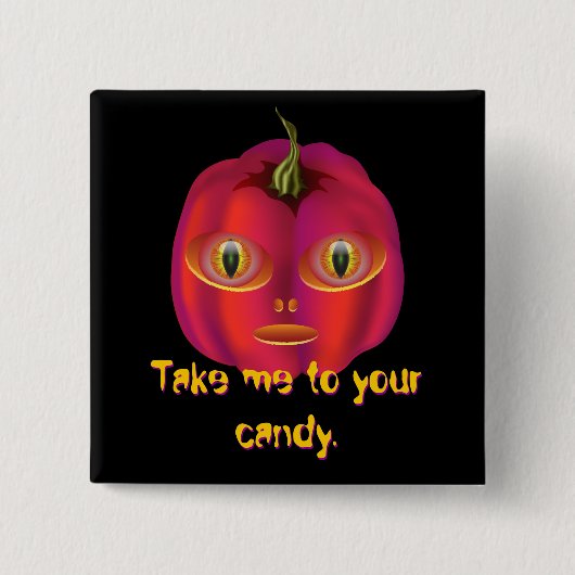 Alien Pumpkin Halloween Button (Vorderseite)