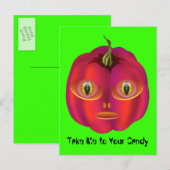 Alien Pumpkin Halloween Postkarte (Vorne/Hinten)