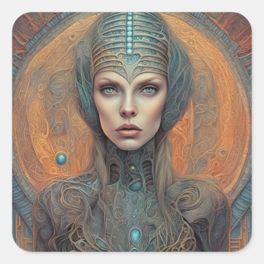 Alien Quadratischer Aufkleber (Vorderseite)