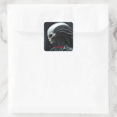 Alien Quadratischer Aufkleber (Tasche)
