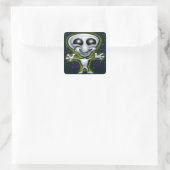 Alien Quadratischer Aufkleber (Tasche)
