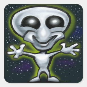 Alien Quadratischer Aufkleber