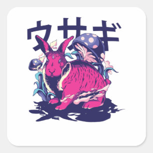 Alien Rabbit Quadratischer Aufkleber