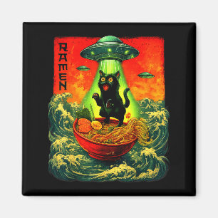 Alien Ramen Katze Ufo Japanische Retro Art Geschen Magnet