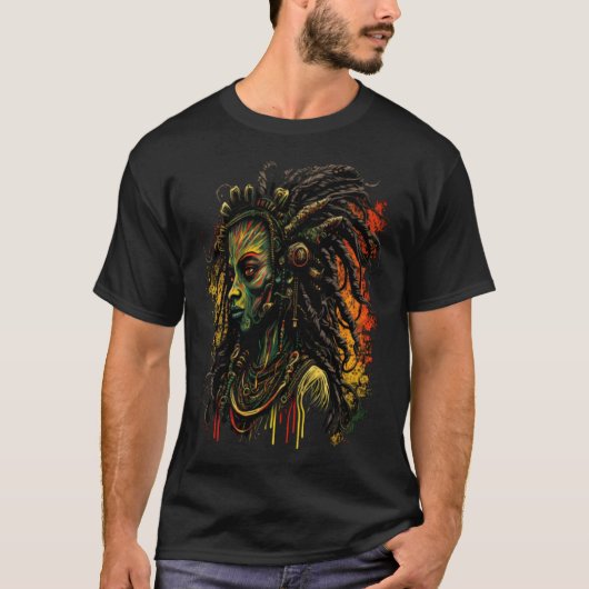 Alien Rasta Rastafarian Rastafari UFO Extraterrest T-Shirt (Vorderseite)