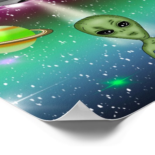Alien Raumfahrt und Planeten Poster (Ecke)