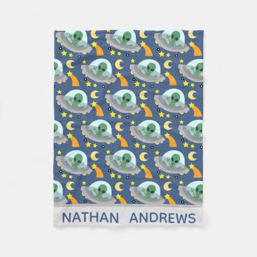 Alien Raumfahrt und Sterne Personalisiert Fleecedecke (Vorderseite)