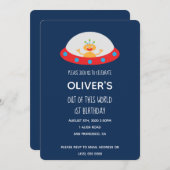 Alien Raumschiff - Einladung zum Geburtstag (Vorne/Hinten)