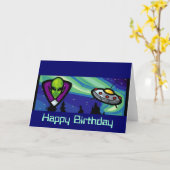 Alien Raumschiff Geburtstag individuell anpassbar Karte (Gelbe Blume)