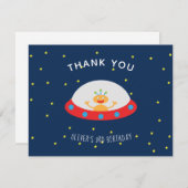 Alien Raumschiff Geburtstag vielen Dank Dankeskarte (Vorne/Hinten)