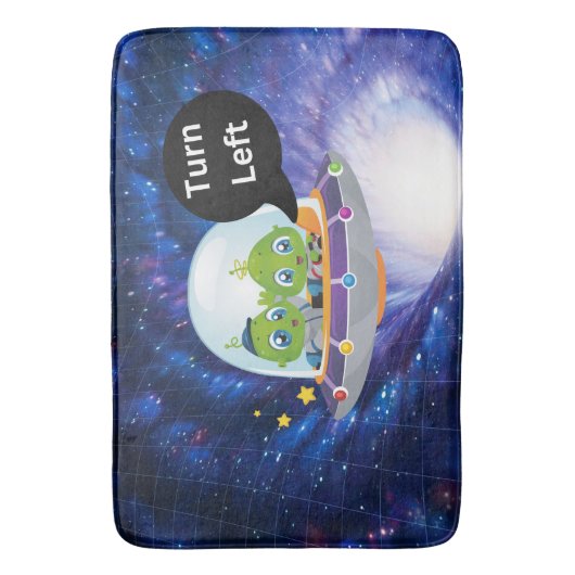 Alien Raumschiff mit schwarzer Wurmloch Badematte (Vorderseite Vertikal)