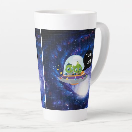 Alien Raumschiff mit schwarzer Wurmloch Milchtasse (Rechte Ecke)