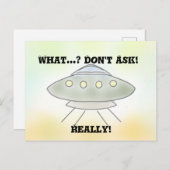 Alien Raumschiff Postkarte (Vorne/Hinten)