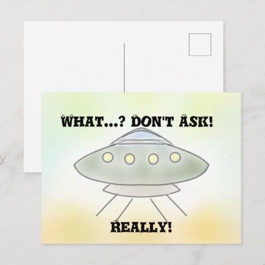 Alien Raumschiff Postkarte (Vorne/Hinten)