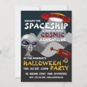 Alien Raumschiff Thema, Escape Room, Halloween Einladung (Vorderseite)