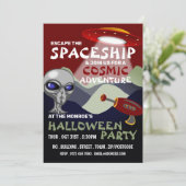Alien Raumschiff Thema, Escape Room, Halloween Einladung (Stehend Vorderseite)