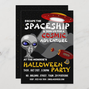 Alien Raumschiff Thema, Escape Room, Halloween Einladung