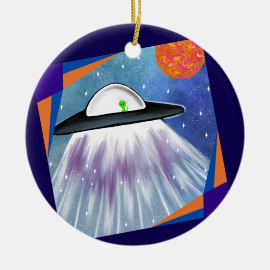 Alien Raumschiff UFO Space Keramik Ornament (Vorne)