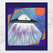 Alien Raumschiff UFO Space Weinetikett (Einzelnes Label)