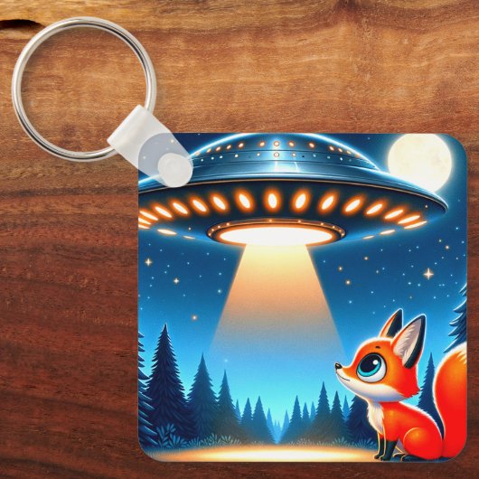 Alien Raumschiff und Fox Schlüsselanhänger (Vorderseite)