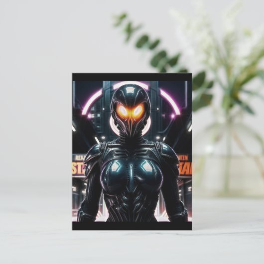 Alien Raven 08 Postkarte (Stehend Vorderseite)