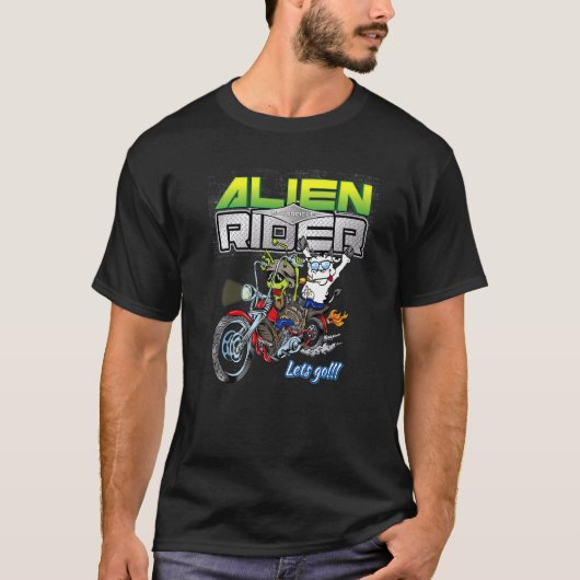 Alien-Reiter-Motorrad-Kuh T-Shirt (Vorderseite)