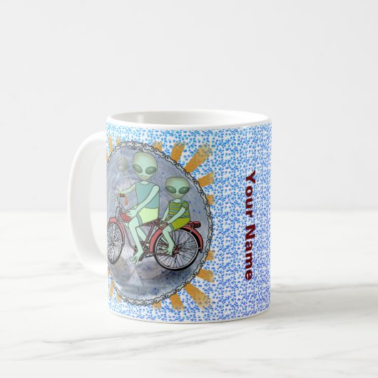 Alien Riding Bike Tasse (Vorderseite Links)