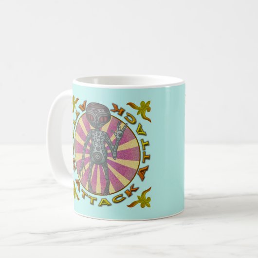 Alien Robot Attack Tasse (Vorderseite Links)