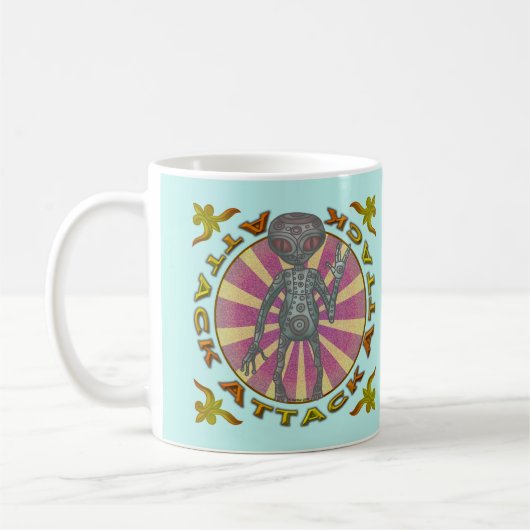 Alien-Roboter-Angriff-Tasse Kaffeetasse (Links)