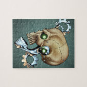 Alien-Roboter-Schädel von der Zukunft im Chrom + Puzzle (Horizontal)
