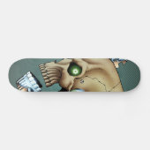Alien-Roboter-Schädel von der Zukunft im Chrom + Skateboard (Horizontal)