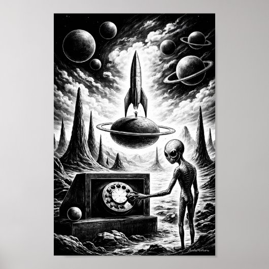 Alien Ruft Durch Kosmische Nacht Poster (Vorne)
