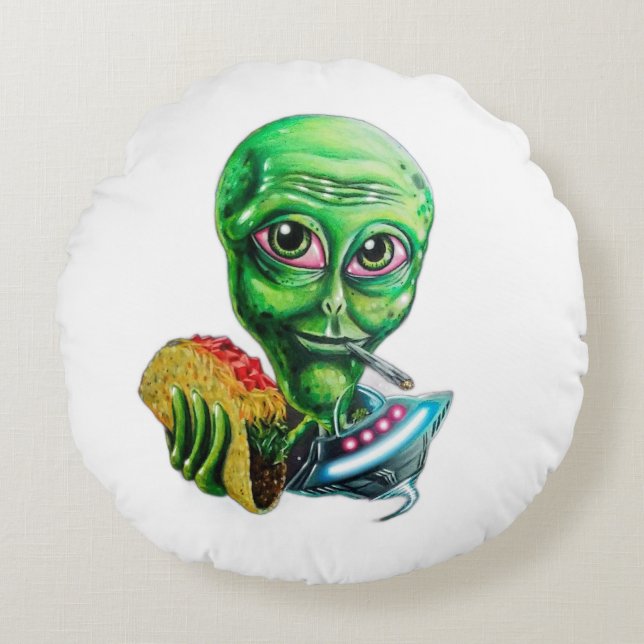Alien Rundes Kissen (Vorderseite)