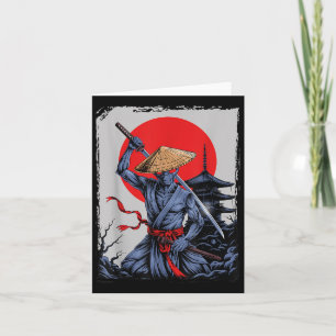 Alien Samurai Ufo japanische Vintage-Grafik Ukiyo- Karte