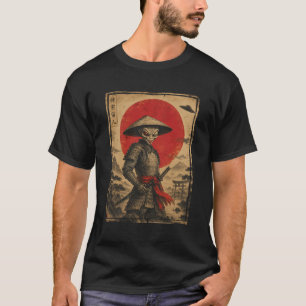 Alien-Samurai-UFO Japanischer Vintage-Krieger Sci- T-Shirt
