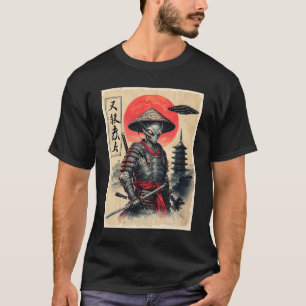 Alien-Samurai-UFO Japanisches Vintage-Grafik Ukiyo T-Shirt
