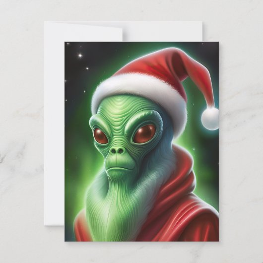 Alien Santa Claus Feiertagskarte (Vorderseite)