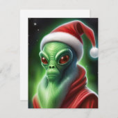 Alien Santa Claus Feiertagskarte (Vorne/Hinten)