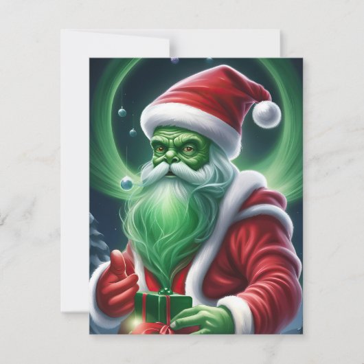 Alien Santa Claus Feiertagskarte (Vorderseite)