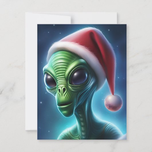 Alien Santa Claus Feiertagskarte (Vorderseite)