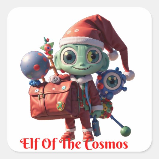 Alien Santa Claus Quadratischer Aufkleber (Vorderseite)
