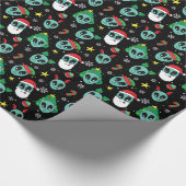 Alien Santa Claus Snowflakes Weihnachtsbaum Geschenkpapier (Ecke)