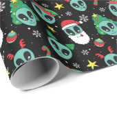 Alien Santa Claus Snowflakes Weihnachtsbaum Geschenkpapier (Rolleneckpunkt)