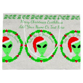 Alien Santa Holly Wreath LGM Large Gek Spaß Große Geschenktüte (Rückseite)