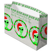 Alien Santa Holly Wreath LGM Large Gek Spaß Große Geschenktüte (Rückseite Schrägansicht)