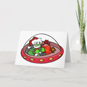 Alien Santa in UFO: Aus dieser Welt Weihnachten! Feiertagskarte